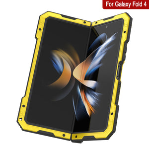 Galaxy Z Fold4 Metal Case, Heavy Duty Military Grade Armor Cover Full Body Hard [Neon]