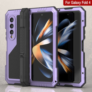 Galaxy Z Fold4 Metal Case, Heavy Duty Military Grade Armor Cover Full Body Hard [Purple]