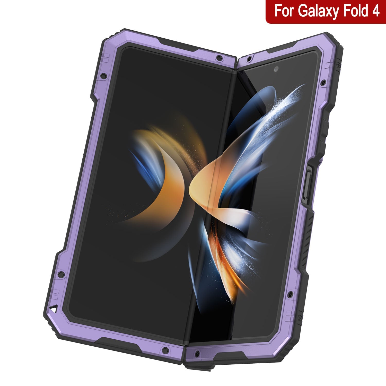 Galaxy Z Fold4 Metal Case, Heavy Duty Military Grade Armor Cover Full Body Hard [Purple]