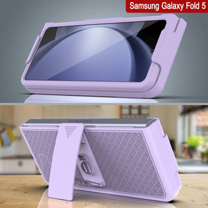 Galaxy Z Fold5 Case With Tempered Glass Screen Protector, Holster Belt Clip & Built-In Kickstand [Lilac]