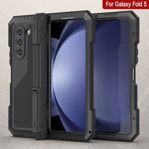 Galaxy Z Fold5 Metal Case, Heavy Duty Military Grade Armor Cover Full Body Hard [Black]