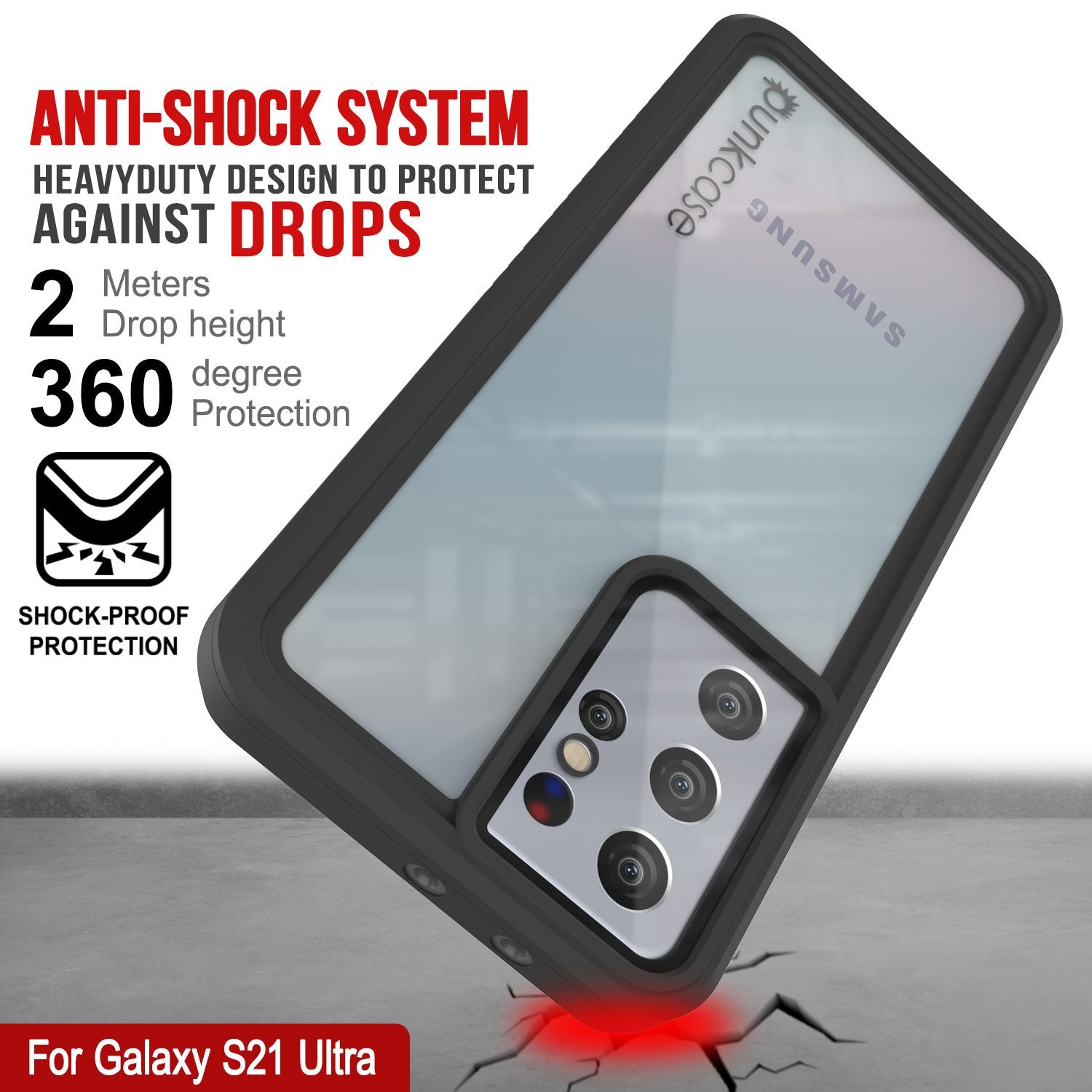 Galaxy S21 Ultra Water/Shock/Snowproof [Extreme Series] Slim Screen Protector Case [Red]