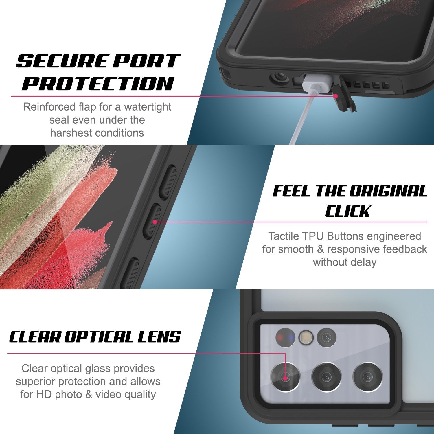 Galaxy S21 Ultra Water/Shock/Snowproof [Extreme Series] Slim Screen Protector Case [Red]