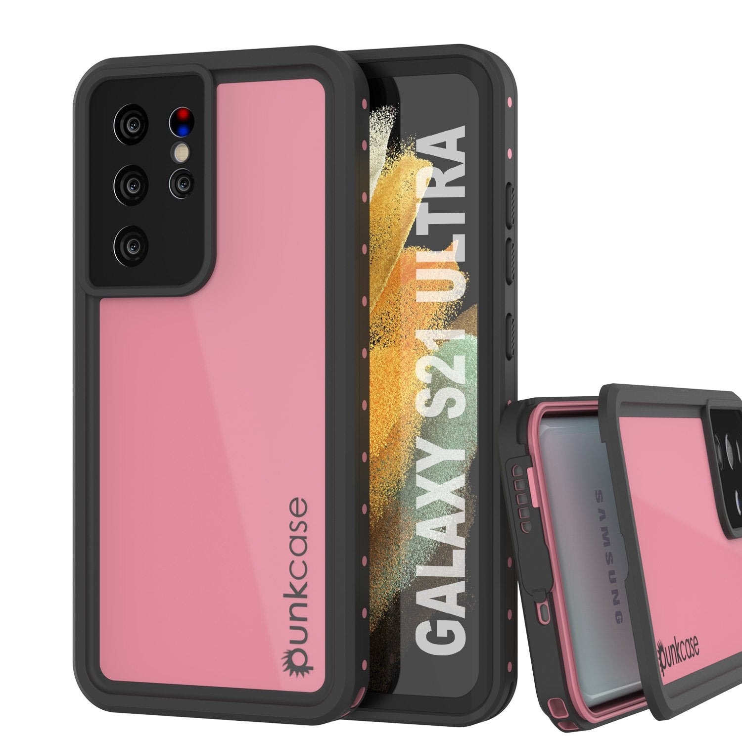 Galaxy S21 Ultra Waterproof Case PunkCase StudStar Pink Thin 6.6ft Underwater IP68 Shock/Snow Proof