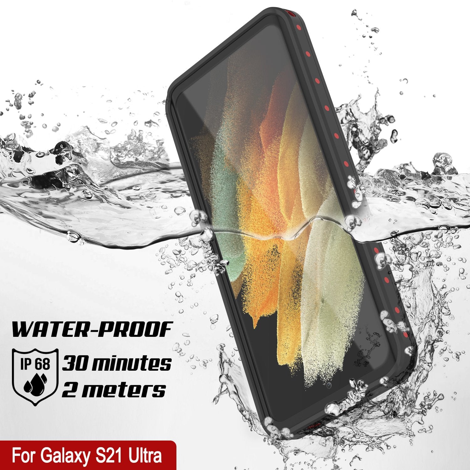 Galaxy S21 Ultra Waterproof Case PunkCase StudStar Red Thin 6.6ft Underwater IP68 Shock/Snow Proof