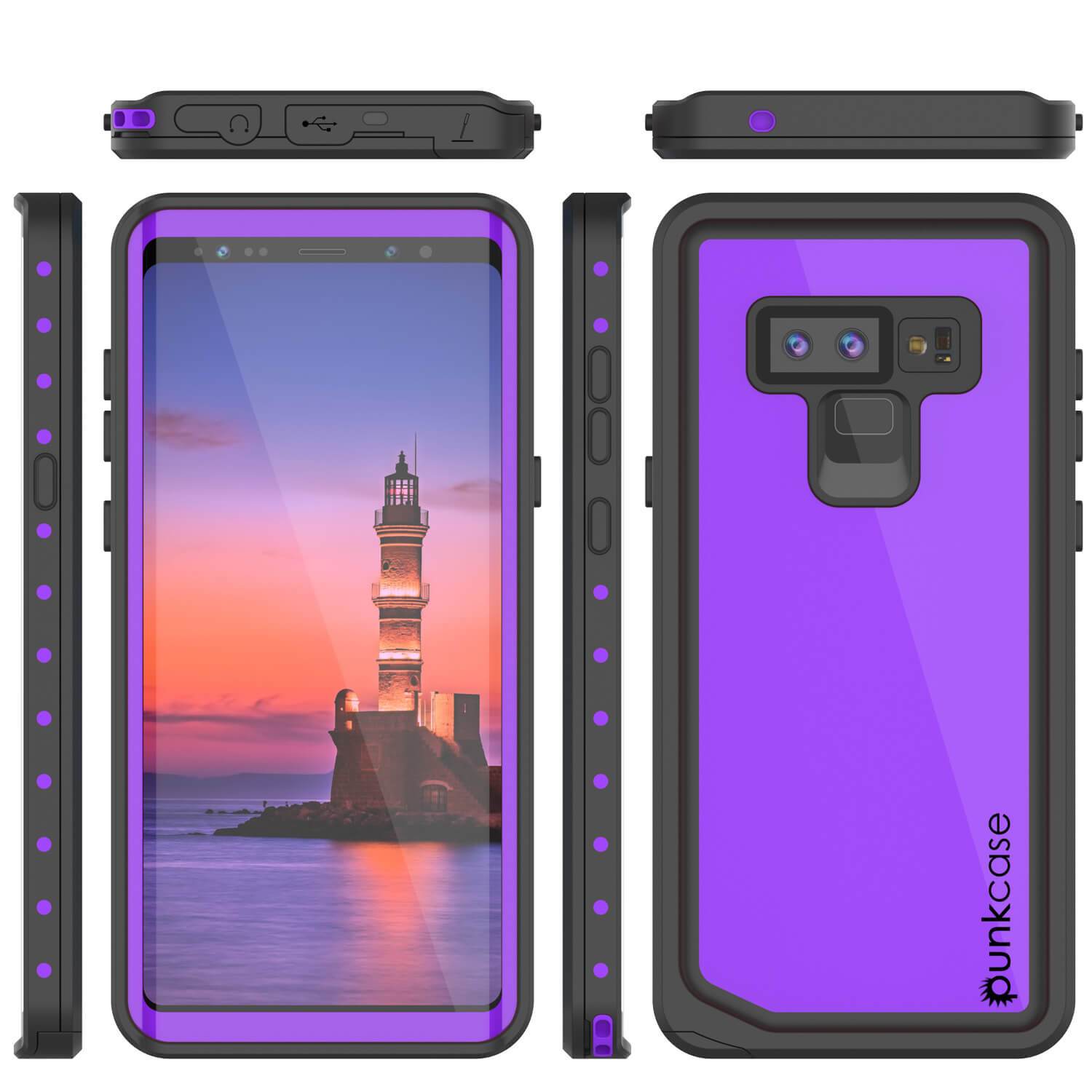 Galaxy Note 9 Waterproof Case, Punkcase Studstar Purple Series Thin Armor Cover