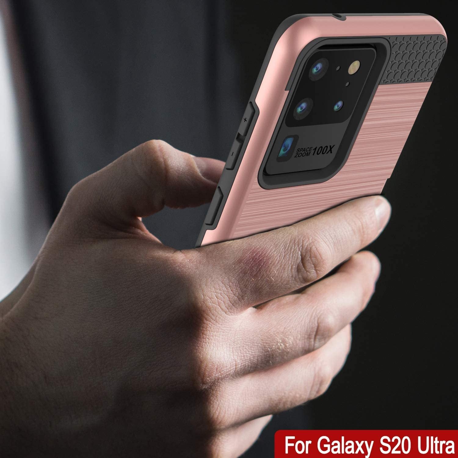 Galaxy S20 Ultra Case, PUNKcase [SLOT Series] [Slim Fit] Dual-Layer Armor Cover w/Integrated Anti-Shock System, Credit Card Slot [Rose Gold]