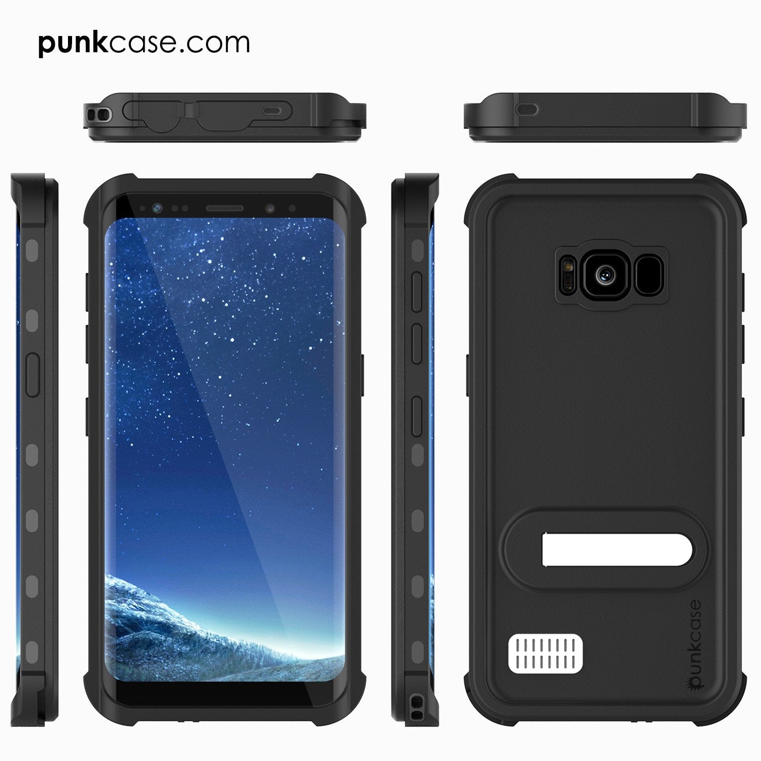 Galaxy S8 Plus Waterproof Case, Punkcase [KickStud Series] [Slim Fit] [IP68 Certified] [Shockproof] [Snowproof] Armor Cover [BLACK]