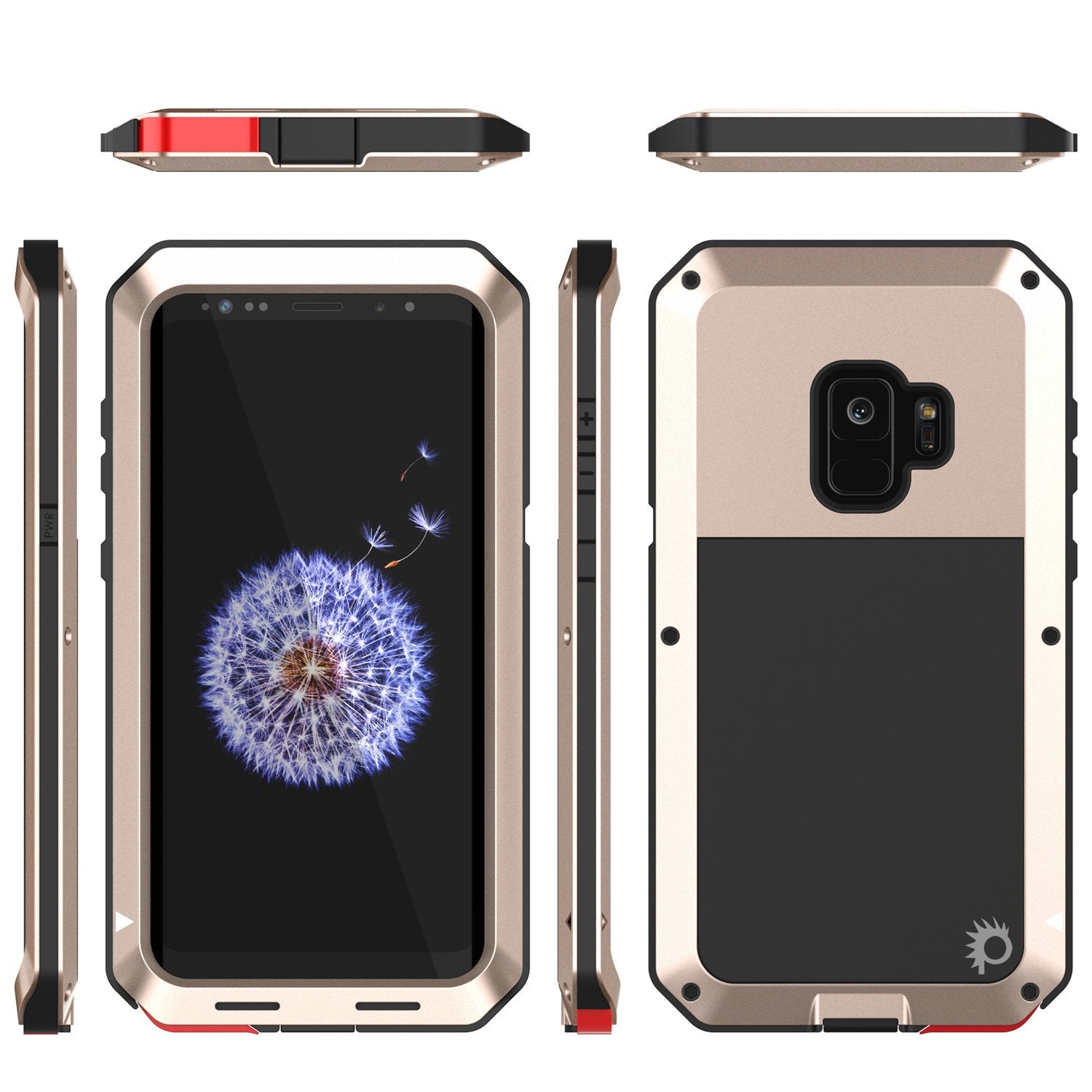 Galaxy S9 Metal Case, Heavy Duty Military Grade Rugged Armor Cover [Gold]