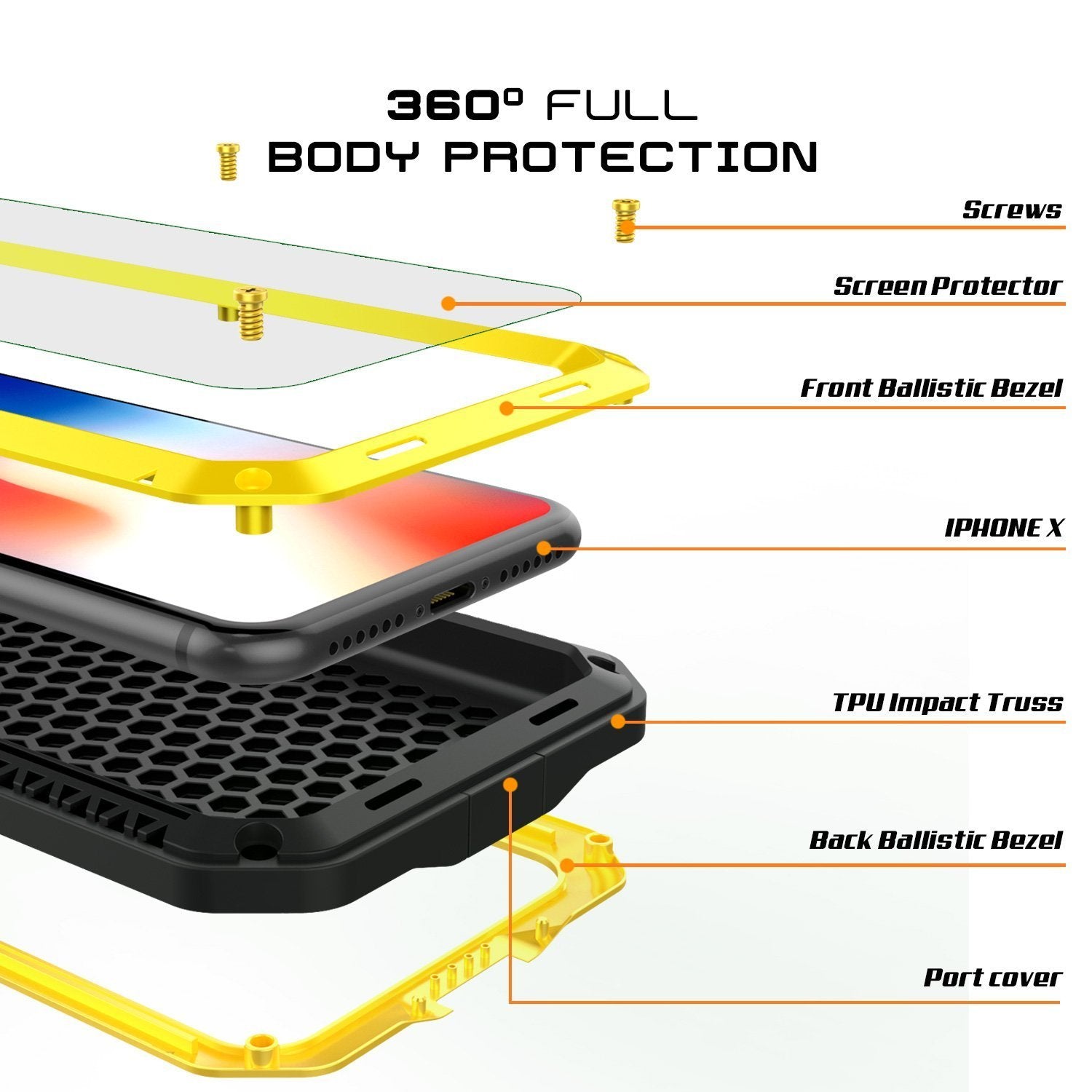 iPhone XR Metal Case, Heavy Duty Military Grade Armor Cover [shock proof] Full Body Hard [Neon]