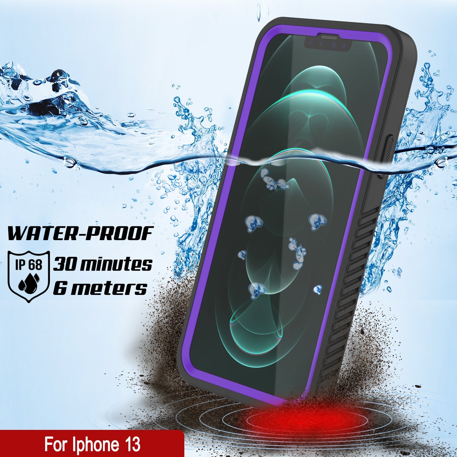 iPhone 13  Waterproof Case, Punkcase [Extreme Series] Armor Cover W/ Built In Screen Protector [Purple]