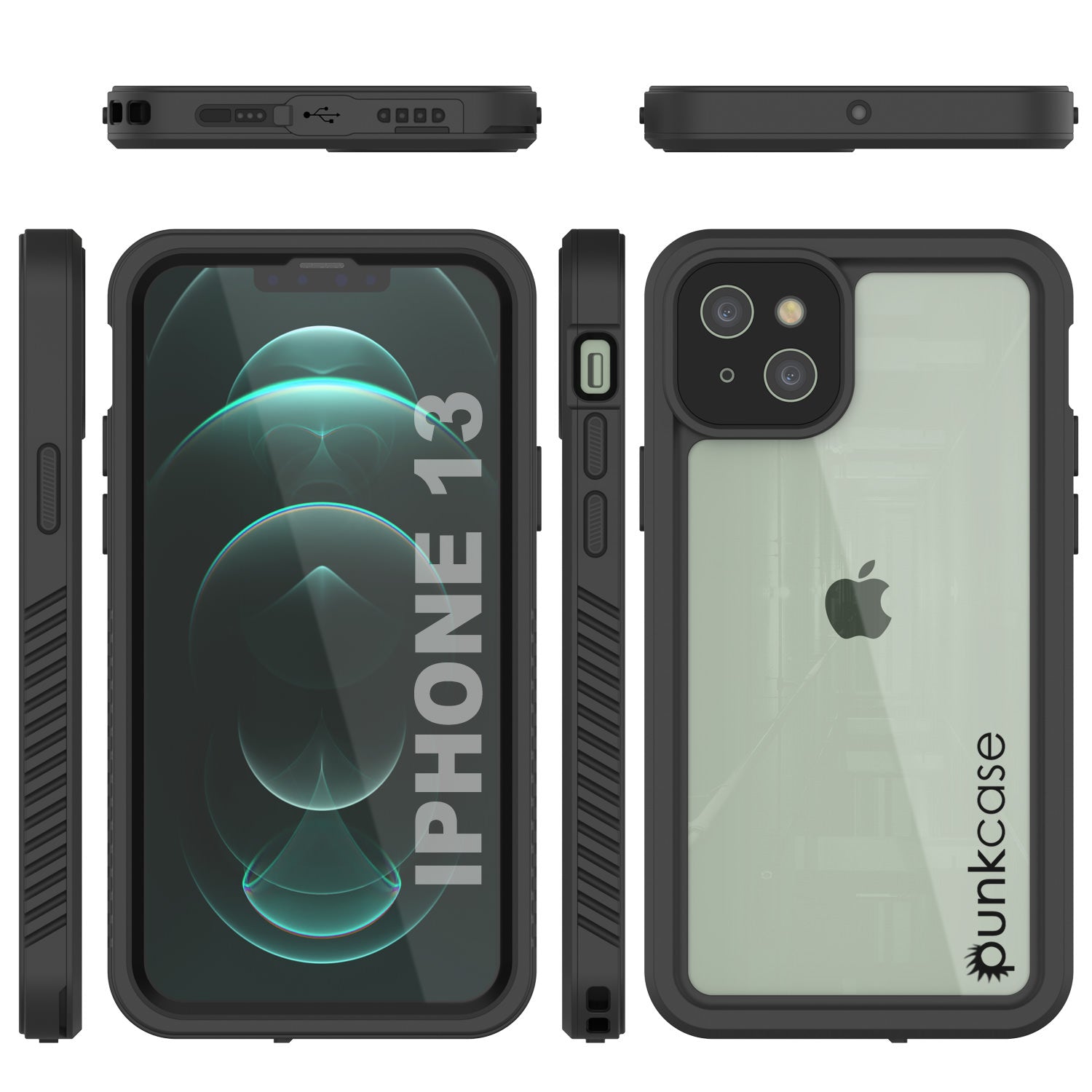 iPhone 13  Waterproof Case, Punkcase [Extreme Series] Armor Cover W/ Built In Screen Protector [Black]