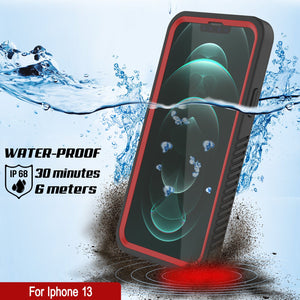 iPhone 13  Waterproof Case, Punkcase [Extreme Series] Armor Cover W/ Built In Screen Protector [Red]