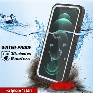 iPhone 13 Mini  Waterproof Case, Punkcase [Extreme Series] Armor Cover W/ Built In Screen Protector [White]