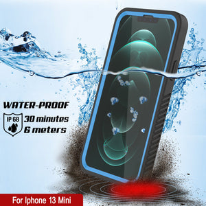 iPhone 13 Mini  Waterproof Case, Punkcase [Extreme Series] Armor Cover W/ Built In Screen Protector [Light Blue]