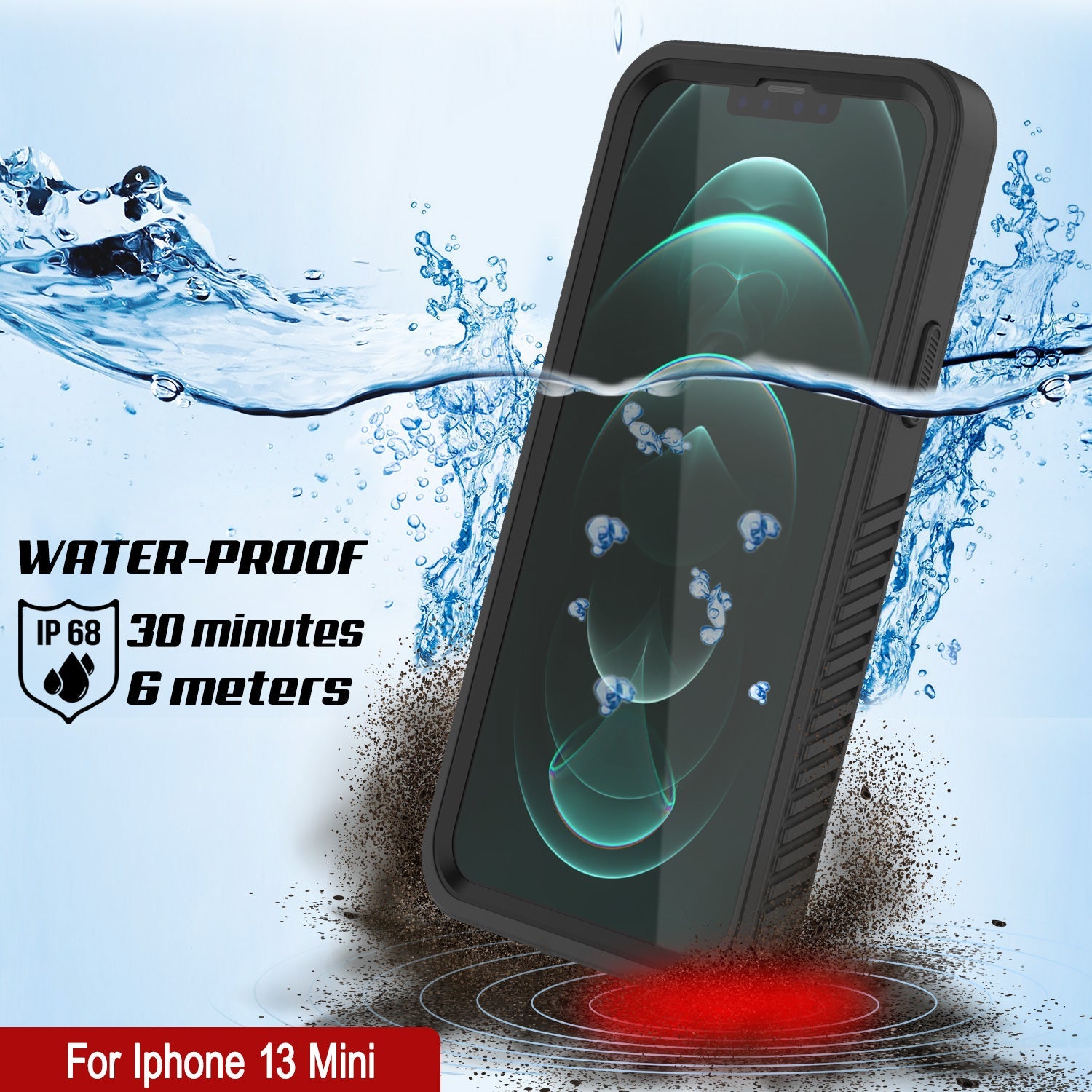 iPhone 13 Mini  Waterproof Case, Punkcase [Extreme Series] Armor Cover W/ Built In Screen Protector [Black]