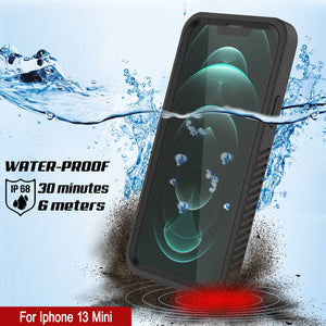 iPhone 13 Mini  Waterproof Case, Punkcase [Extreme Series] Armor Cover W/ Built In Screen Protector [Black]