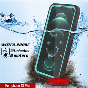 iPhone 13 Mini  Waterproof Case, Punkcase [Extreme Series] Armor Cover W/ Built In Screen Protector [Teal]