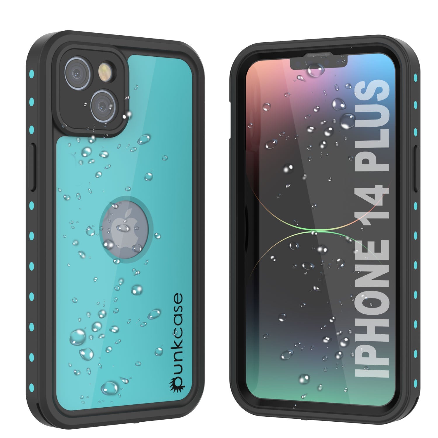 iPhone 14 Plus Waterproof IP68 Case, Punkcase [Teal] [StudStar Series] [Slim Fit]