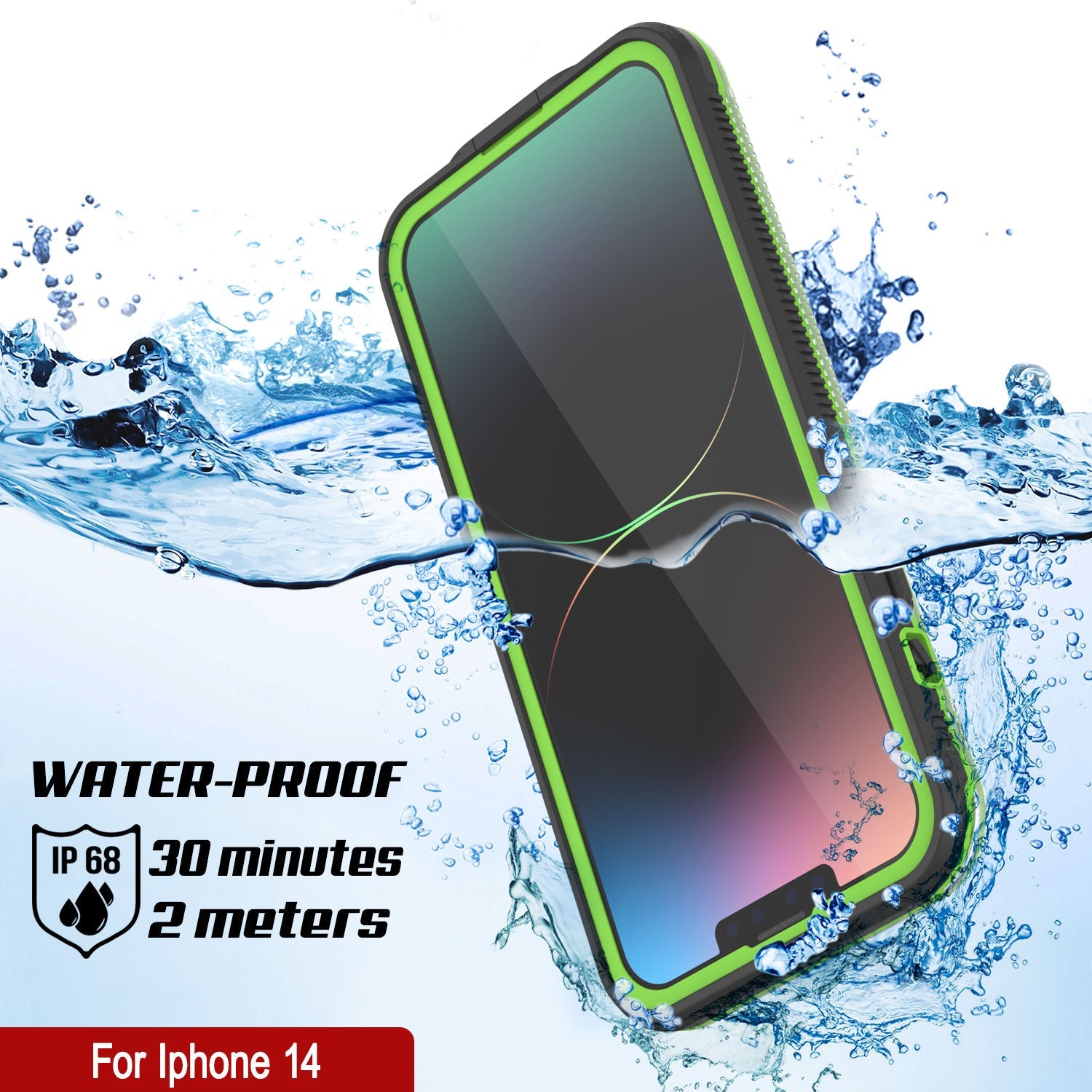 Punkcase iPhone 14 Waterproof Case [Aqua Series] Armor Cover [Clear Black] [Clear Back]