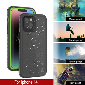 Punkcase iPhone 14 Waterproof Case [Aqua Series] Armor Cover [Black-Green]