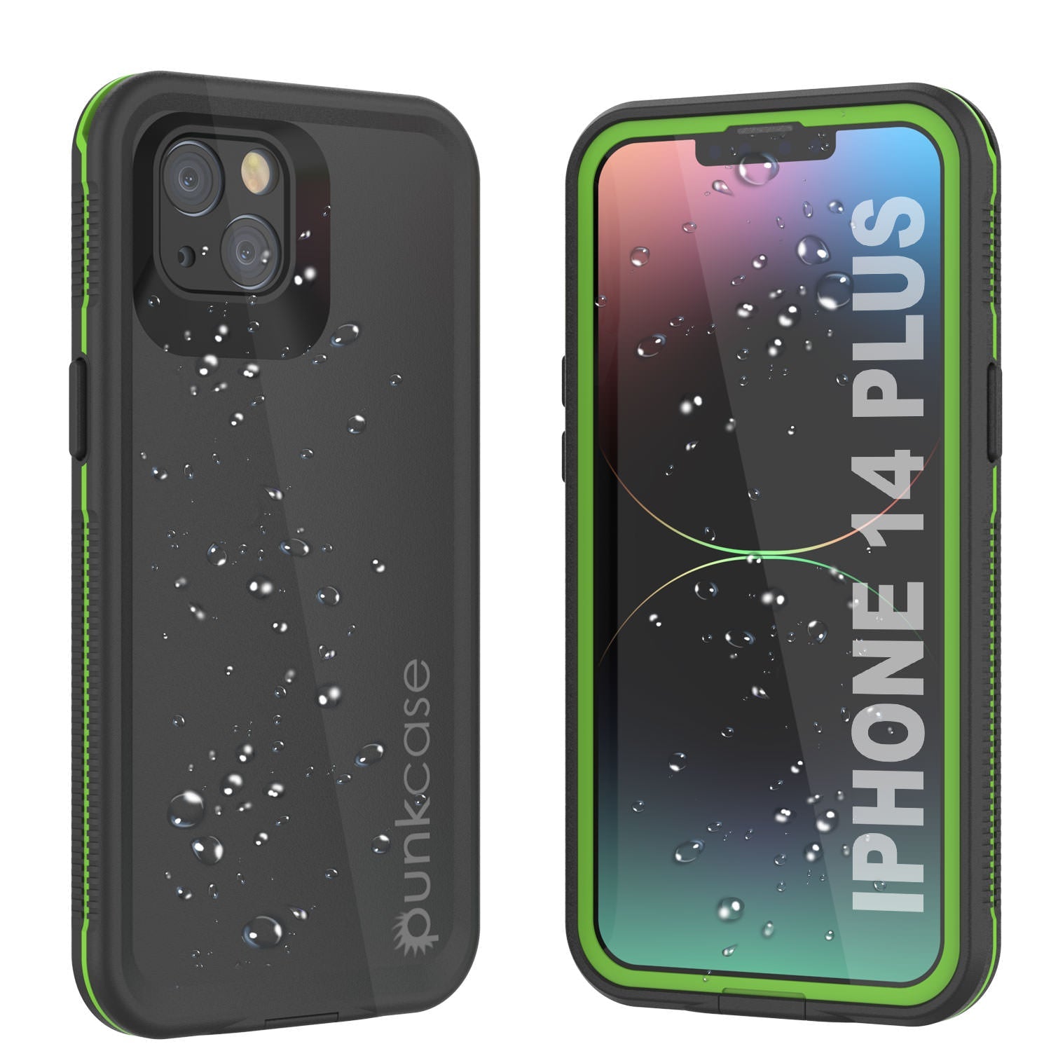 Punkcase iPhone 14 Plus Waterproof Case [Aqua Series] Armor Cover [Black-Green]