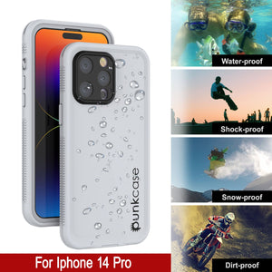 Punkcase iPhone 14 Pro Waterproof Case [Aqua Series] Armor Cover [White]