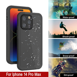 Punkcase iPhone 14 Pro Max Waterproof Case [Aqua Series] Armor Cover [Black]