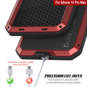 iPhone 14 Pro Max Metal Case, Heavy Duty Military Grade Armor Cover [shock proof] Full Body Hard [Red]