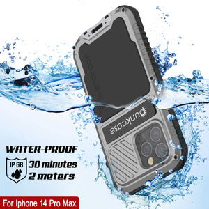 iPhone 14 Pro Max Metal Extreme 3.0 Case, Heavy Duty Military Grade Armor Cover [shock proof] Waterproof Aluminum Case [Silver]