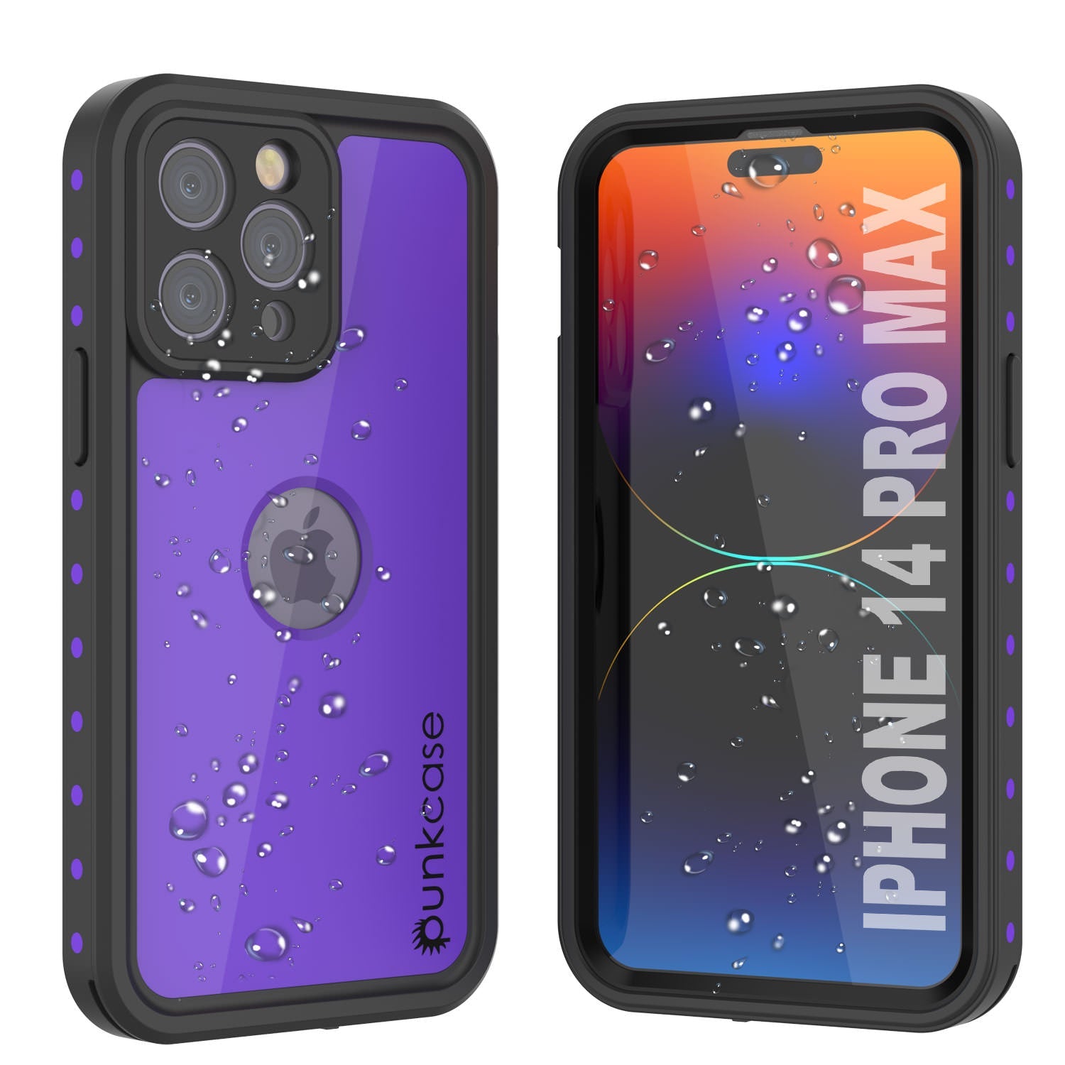 iPhone 14 Pro Max Waterproof IP68 Case, Punkcase [Purple] [StudStar Series] [Slim Fit] [Dirtproof]