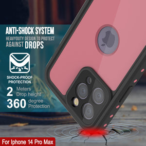 iPhone 14 Pro Max Waterproof IP68 Case, Punkcase [Pink] [StudStar Series] [Slim Fit] [Dirtproof]