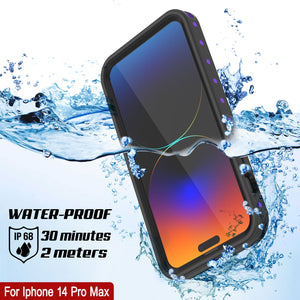 iPhone 14 Pro Max Waterproof IP68 Case, Punkcase [Purple] [StudStar Series] [Slim Fit] [Dirtproof]