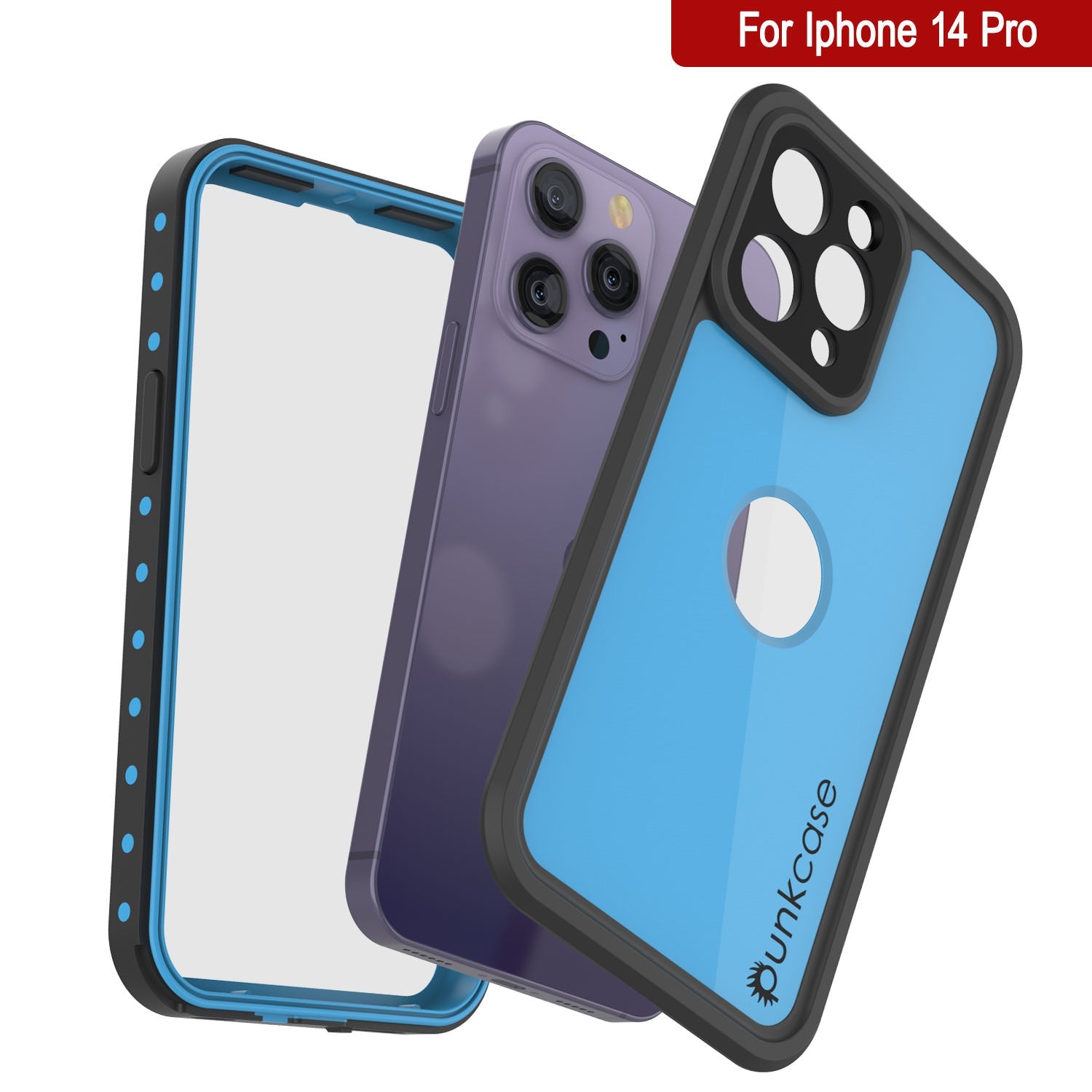 iPhone 14 Pro Waterproof IP68 Case, Punkcase [Light blue] [StudStar Series] [Slim Fit] [Dirtproof]