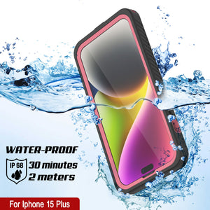 iPhone 15 Plus Waterproof Case, Punkcase [Extreme Series] Armor Cover W/ Built In Screen Protector [Pink]