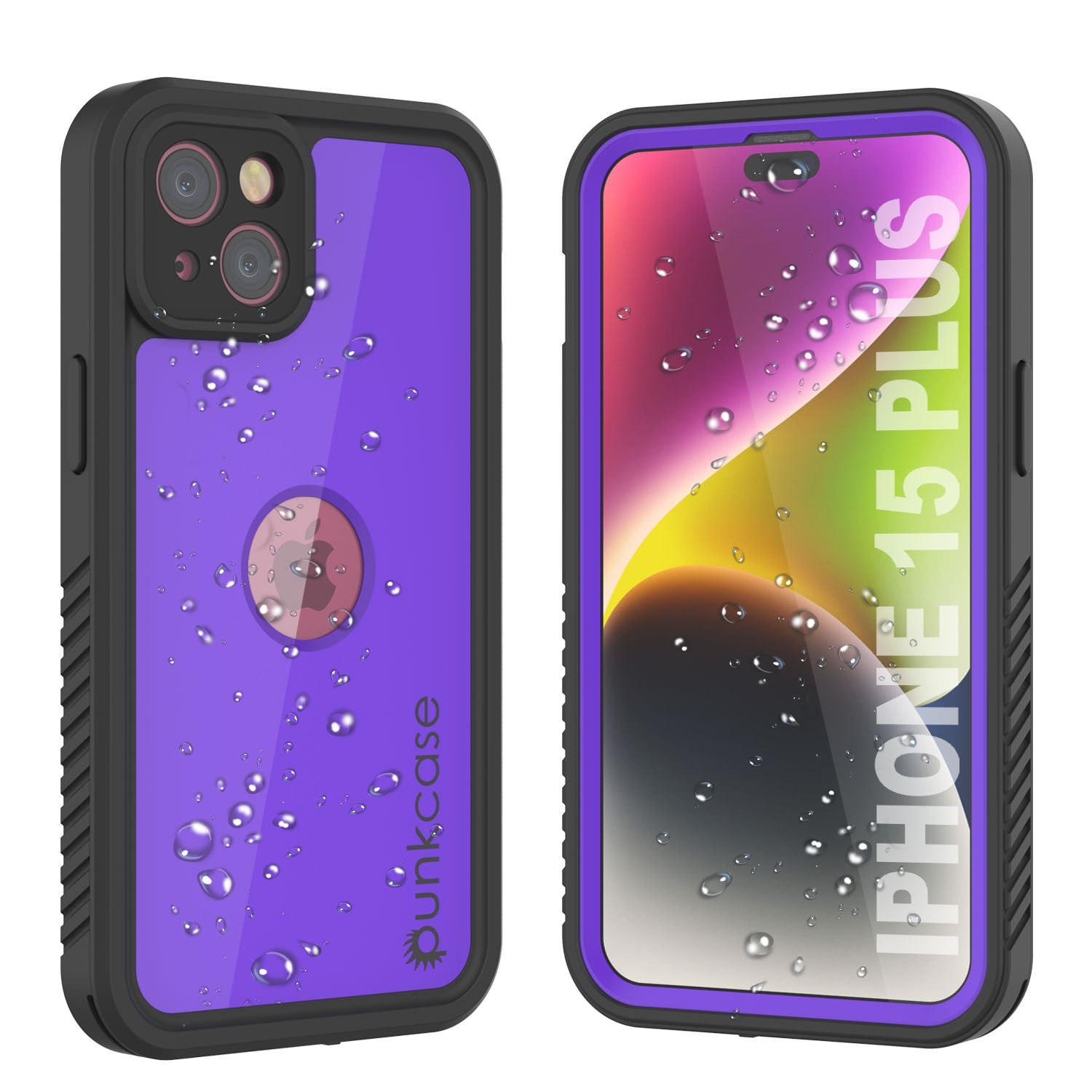 iPhone 15 Plus Waterproof IP68 Case, Punkcase [Purple] [StudStar Series] [Slim Fit] [Dirtproof]