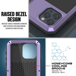 iPhone 15 Pro Max Metal Case, Heavy Duty Military Grade Armor Cover [shock proof] Full Body Hard [Purple]