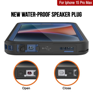 iPhone 15 Pro Max Waterproof Case, Punkcase [Extreme Series] Armor Cover W/ Built In Screen Protector [Navy Blue]