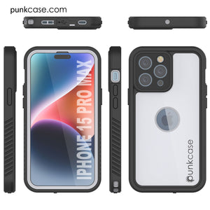 iPhone 15 Pro Max Waterproof IP68 Case, Punkcase [White] [StudStar Series] [Slim Fit] [Dirtproof]