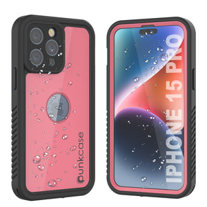 iPhone 15 Pro Waterproof IP68 Case, Punkcase [Pink] [StudStar Series] [Slim Fit] [Dirtproof]