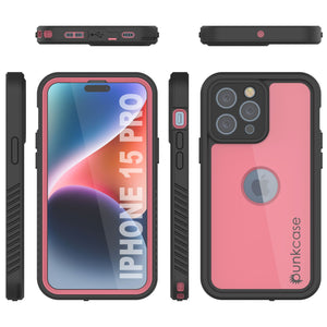 iPhone 15 Pro Waterproof IP68 Case, Punkcase [Pink] [StudStar Series] [Slim Fit] [Dirtproof]