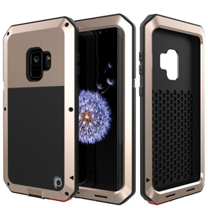 Galaxy S9 Metal Case, Heavy Duty Military Grade Rugged Armor Cover [Gold]