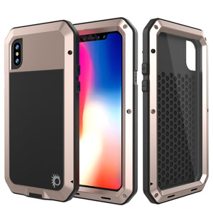 iPhone XR Metal Case, Heavy Duty Military Grade Armor Cover [shock proof] Full Body Hard [Gold]