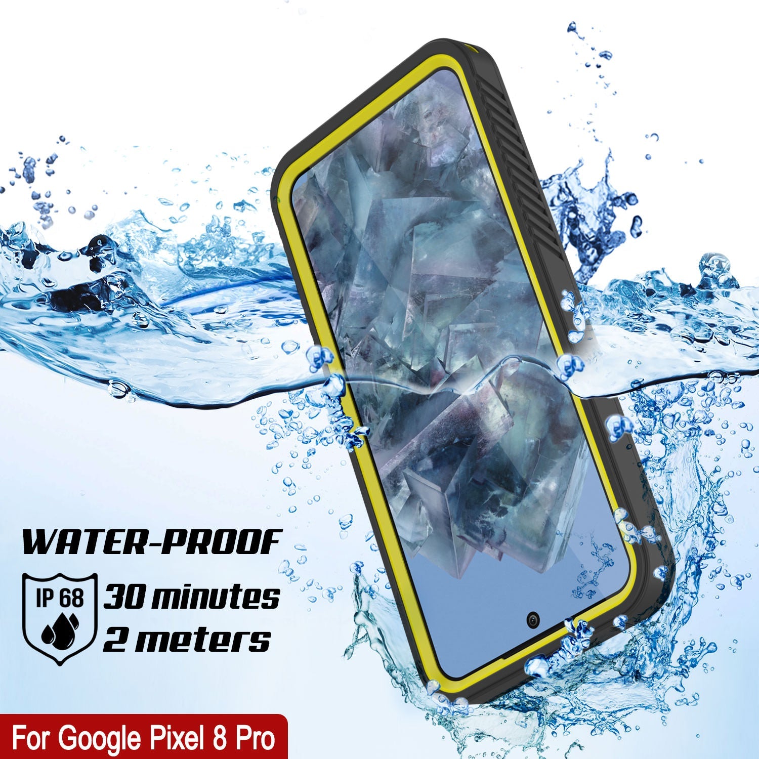 Google Pixel 8 Pro Waterproof Case, Punkcase [Extreme Series] Armor Cover W/ Built In Screen Protector [Yellow]