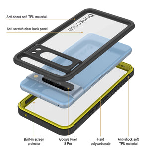 Google Pixel 8 Pro Waterproof Case, Punkcase [Extreme Series] Armor Cover W/ Built In Screen Protector [Yellow]