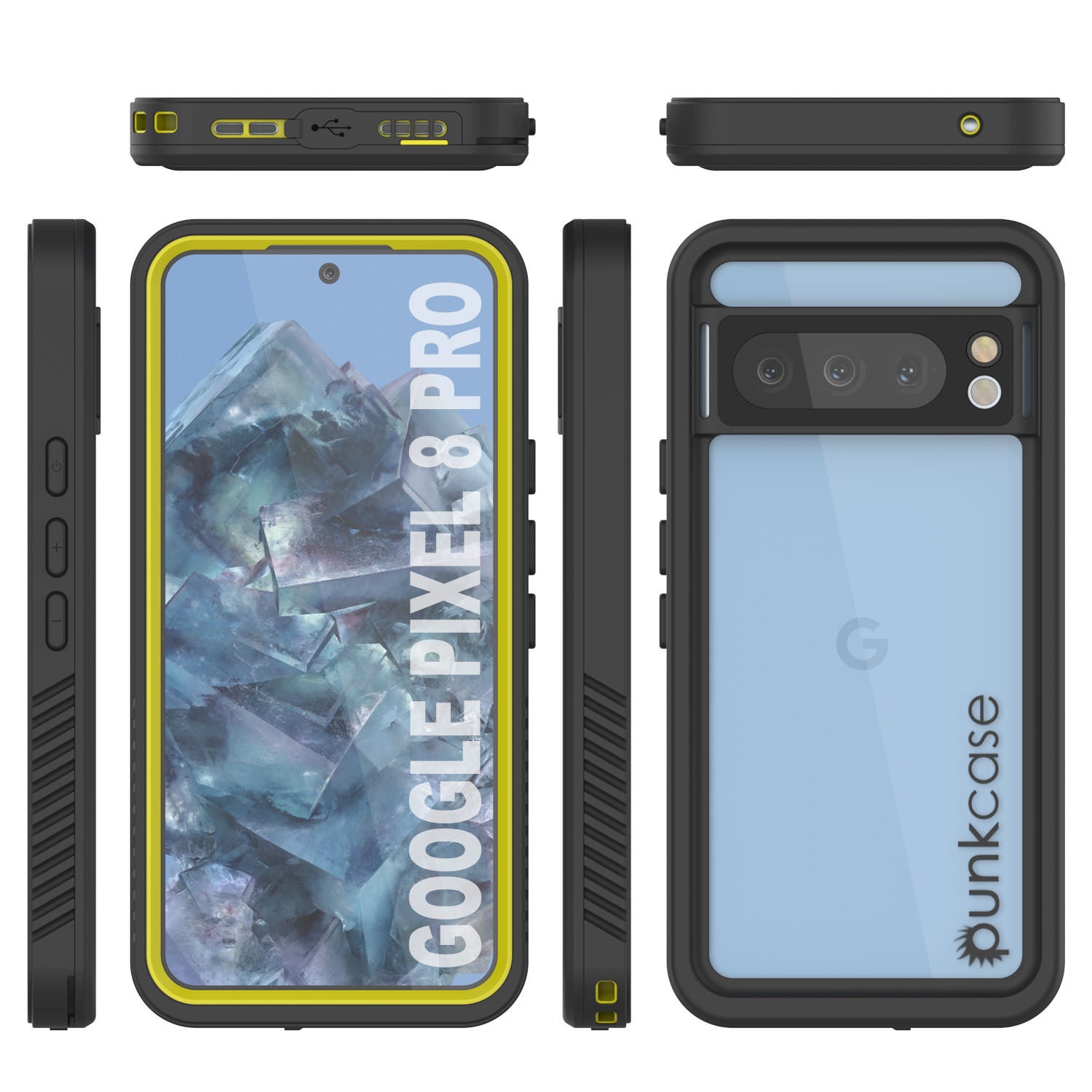 Google Pixel 8 Pro Waterproof Case, Punkcase [Extreme Series] Armor Cover W/ Built In Screen Protector [Yellow]