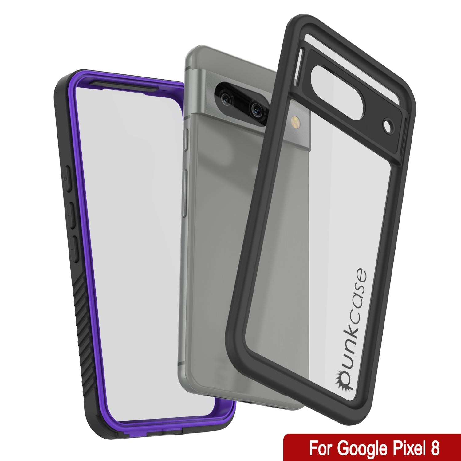 Google Pixel 8  Waterproof Case, Punkcase [Extreme Series] Armor Cover W/ Built In Screen Protector [Purple]