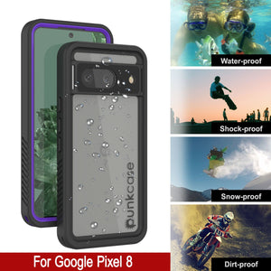 Google Pixel 8  Waterproof Case, Punkcase [Extreme Series] Armor Cover W/ Built In Screen Protector [Purple]