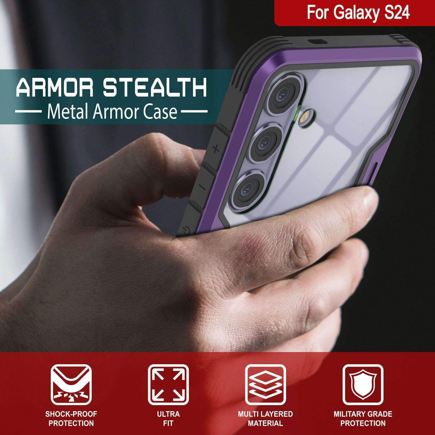 Punkcase S24 Armor Stealth Case Protective Military Grade Multilayer Cover [Purple]