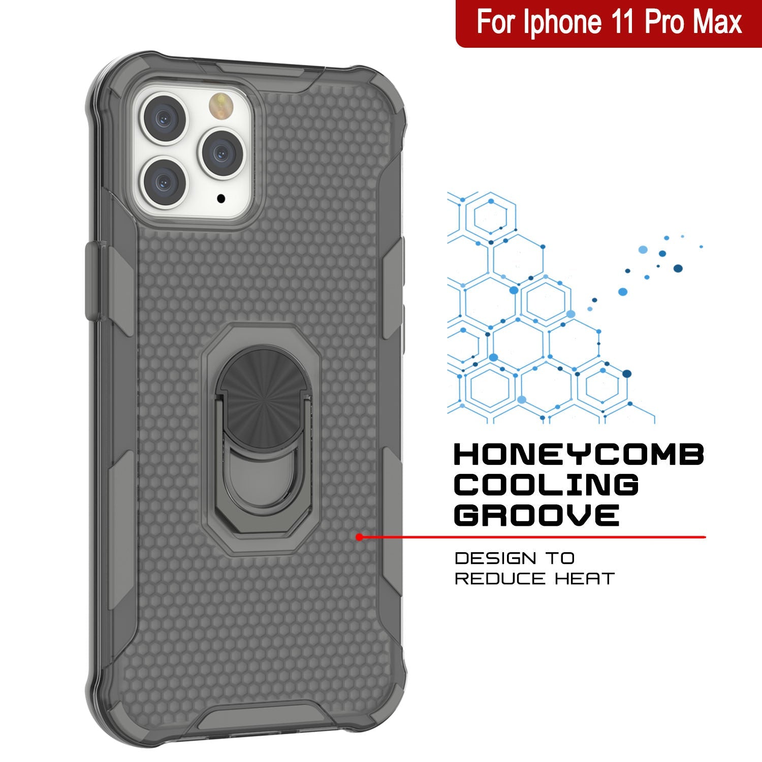 PunkCase for iPhone 11 Pro Max Case [Magnetix 2.0 Series] Clear Protective TPU Cover W/Kickstand [Grey]